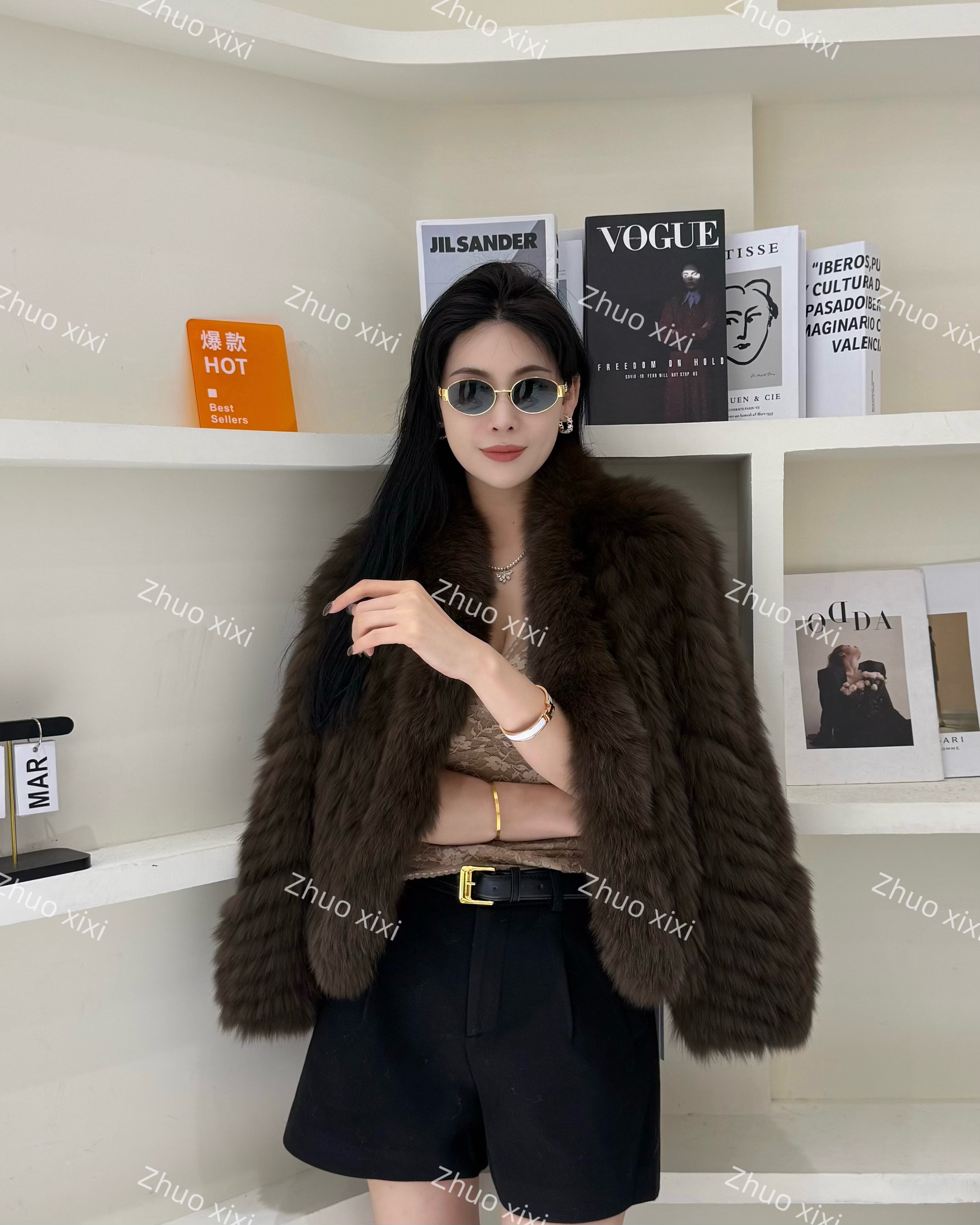 ZHUOXIXI【冬日暖阳】贵妃级狐狸毛皮超高端皮草-99336