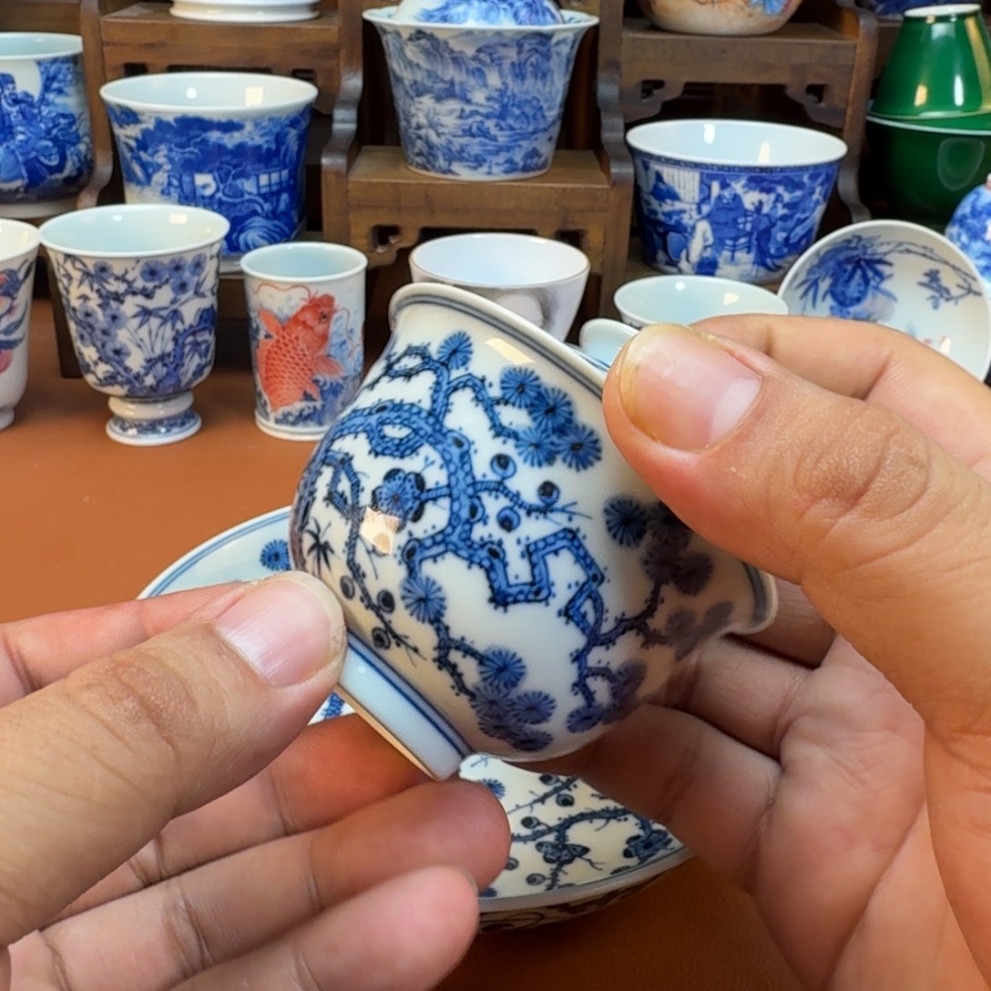 用***7陶杯子景德镇全手工手绘陶瓷