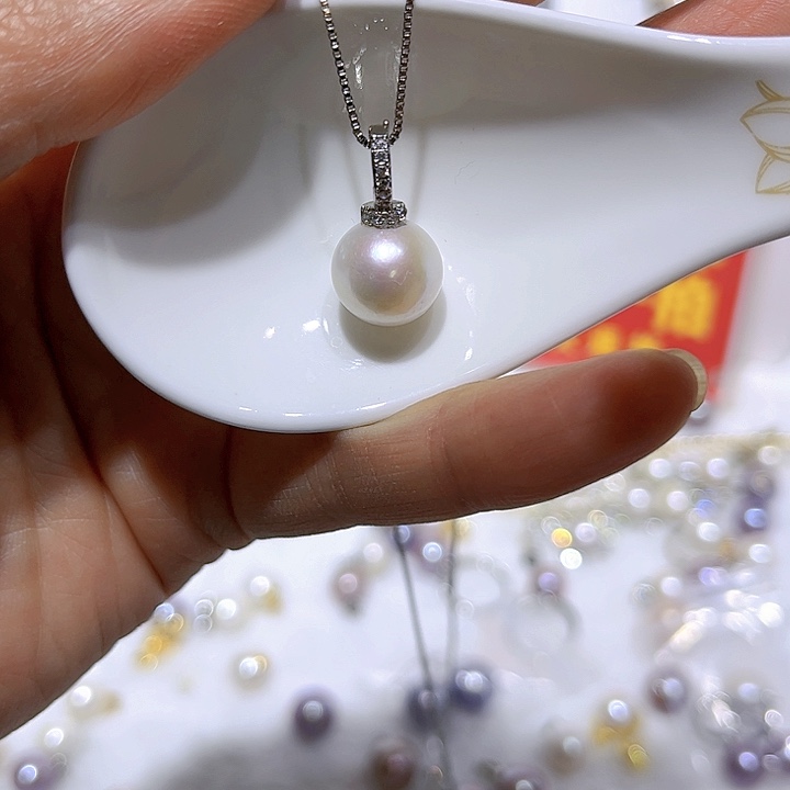 淡水珍珠白珠银色奶嘴扣未镶嵌