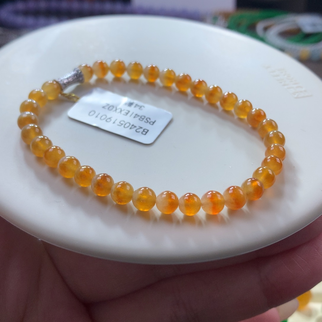 翡翠手链未镶嵌翡翠高冰冰黄翡卡5.50+