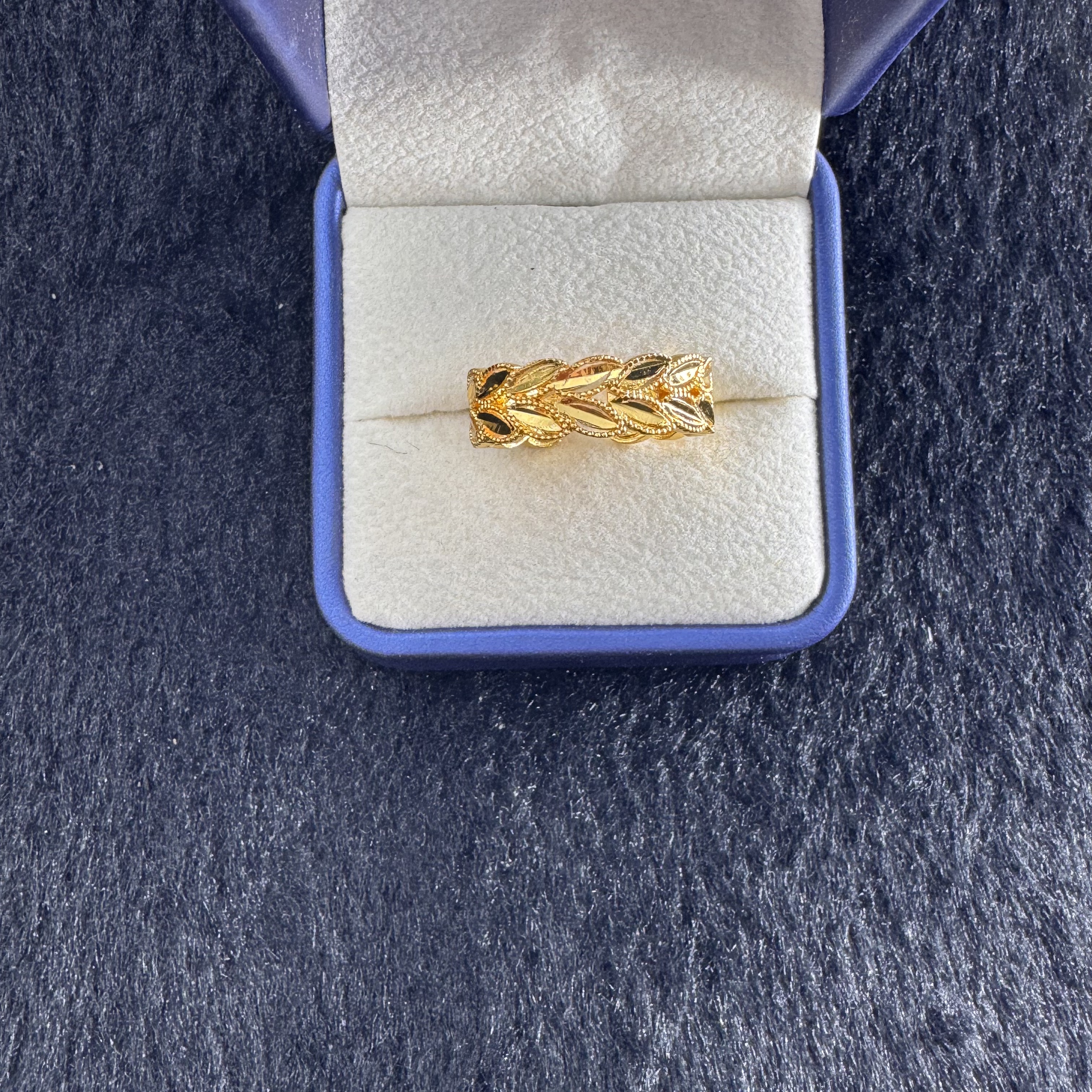 【丁老头甄选】金色麦穗开口戒指4001