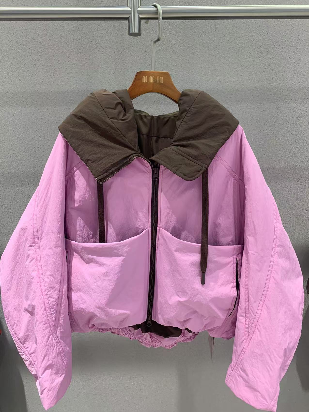 百搭抽绳加绒加厚款短外套上衣运动女棉服拼接连帽秋冬春季