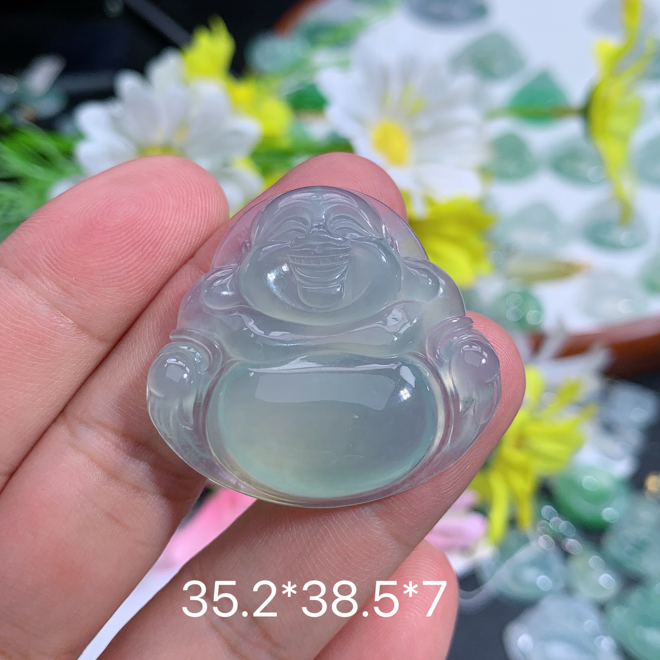 缅甸天然翡翠A货冰种晴底大佛公吊坠霞百搭精致玉石女士雕刻