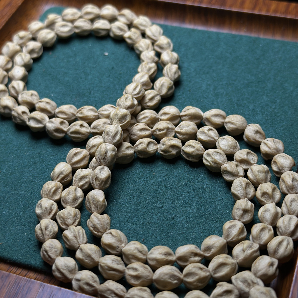 热振百香籽手串【青鸾】原桩龙脊深坑玉化粉皮高油密108长串文玩