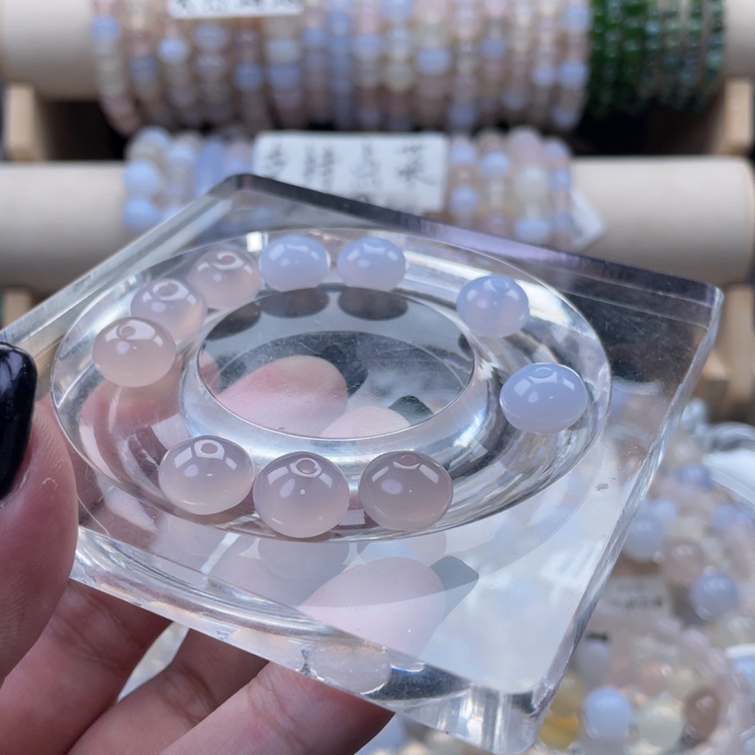 未镶嵌手链玛瑙/玉髓不**价卡12算盘粉2颗