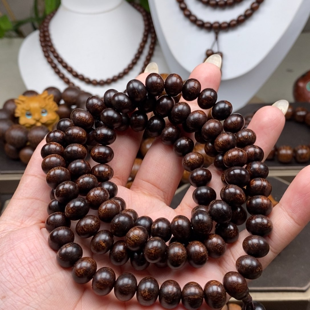 贡木手串/手链贡木8×10算盘珠中毒黑