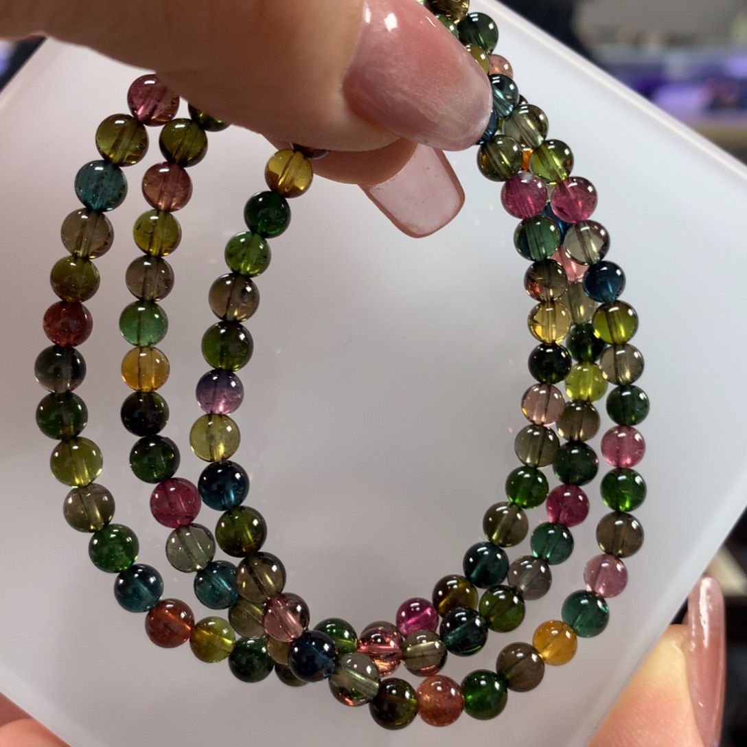 碧玺手链未镶嵌多样性发其一条5毫米左右