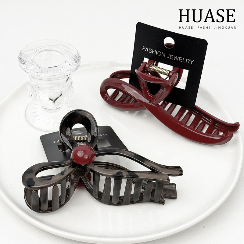 【2个装】HUASE鲨鱼夹蝴蝶结后脑勺抓夹秋季红色2025上班族发夹子潮
