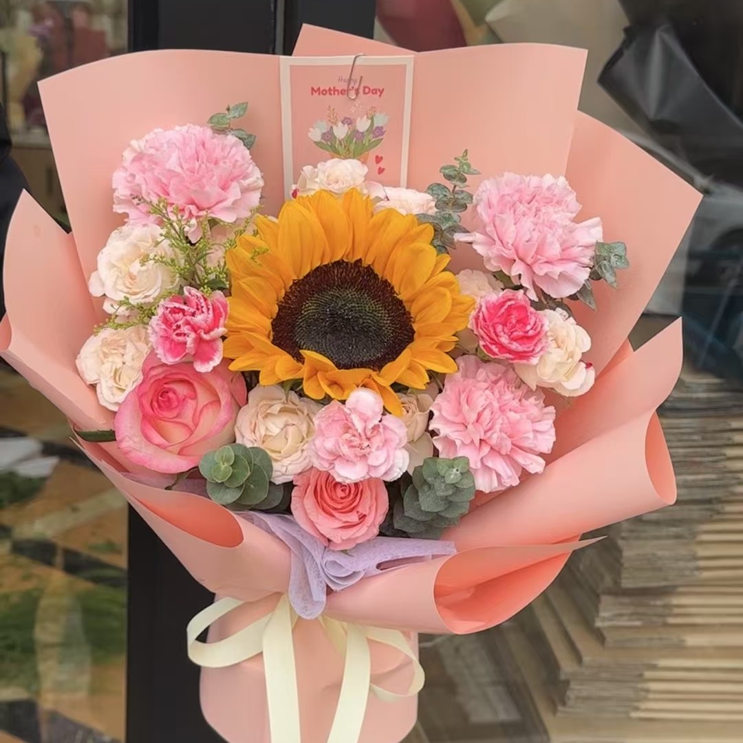 向日葵康乃馨9支混搭花束