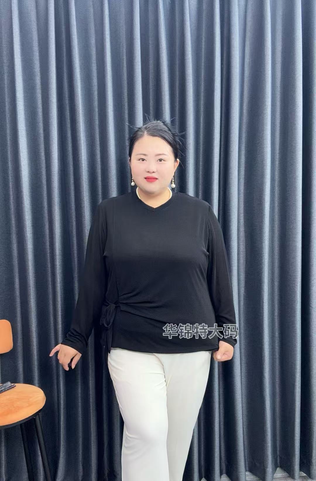 90-230斤薄款V领女装上衣时尚长袖短款休闲百搭上衣洋气内搭女