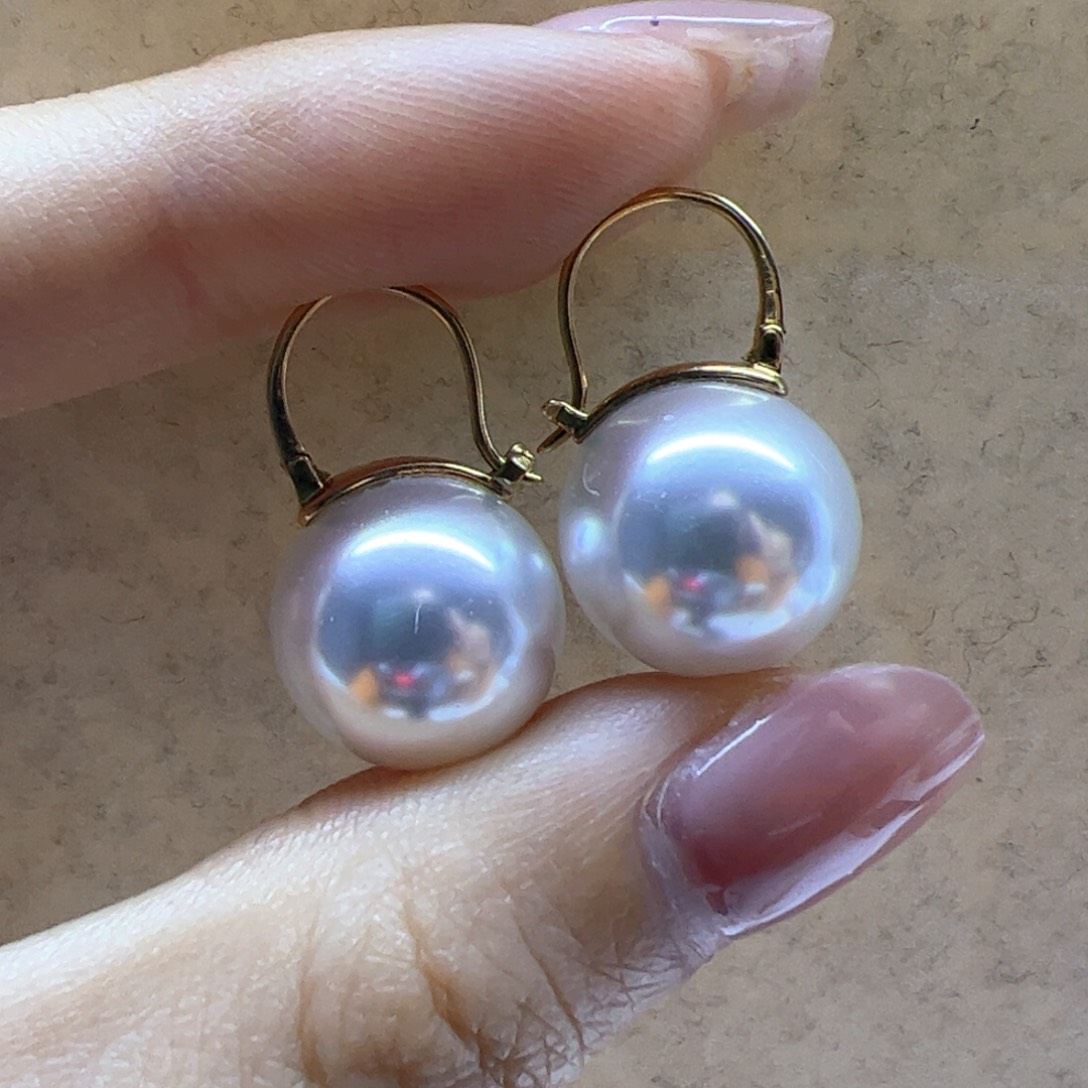 淡水珍珠耳饰18K金镶嵌