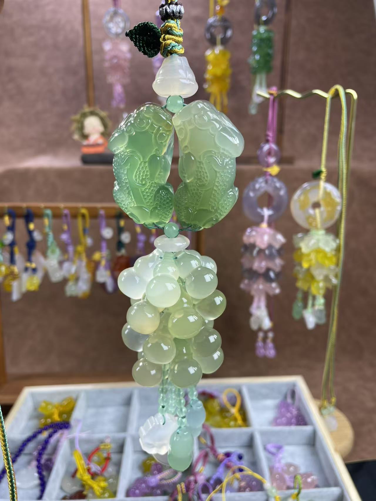 冰绿双貔貅+绿葫芦  汽车挂件 车挂