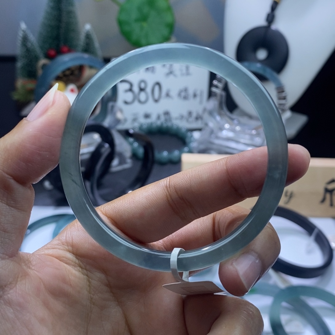 定制翡翠未镶嵌成品买断白冰蓝圆54.2
