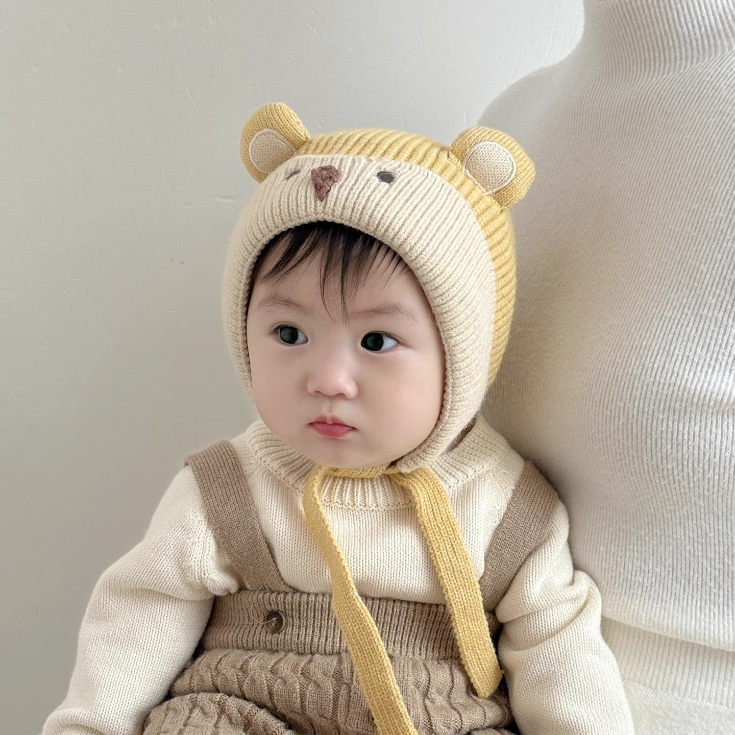 婴儿帽子秋冬款新生儿针织毛线帽男女童宝宝小月龄可爱护耳帽儿童