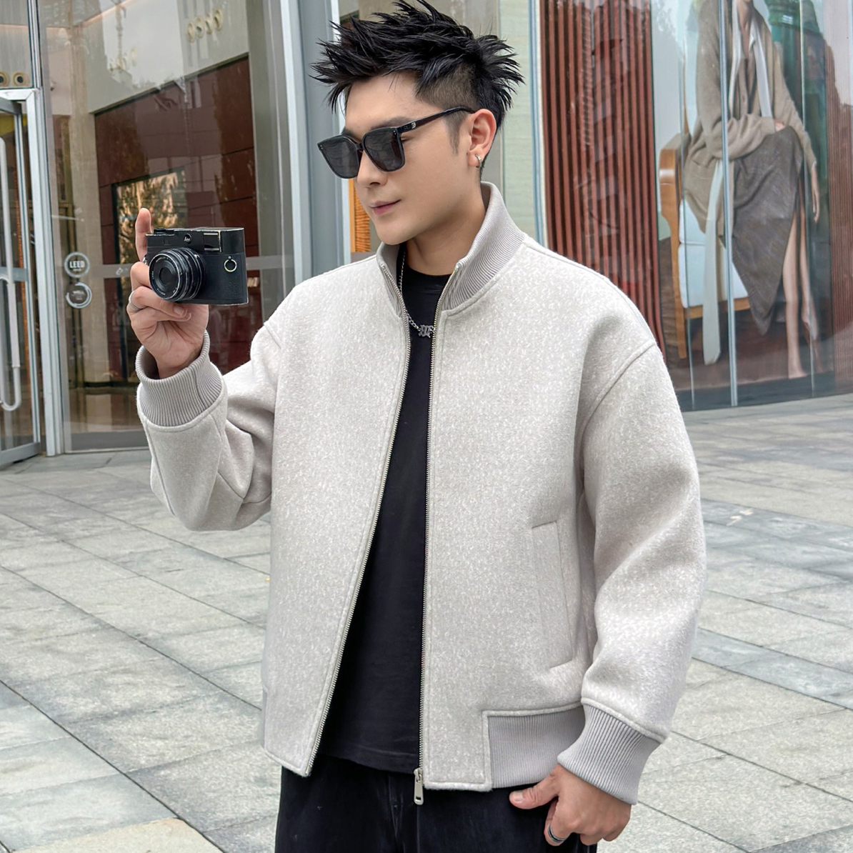 【程橙甄选】新款｜羊毛混纺｜立领短款羽绒时尚百搭夹克外套