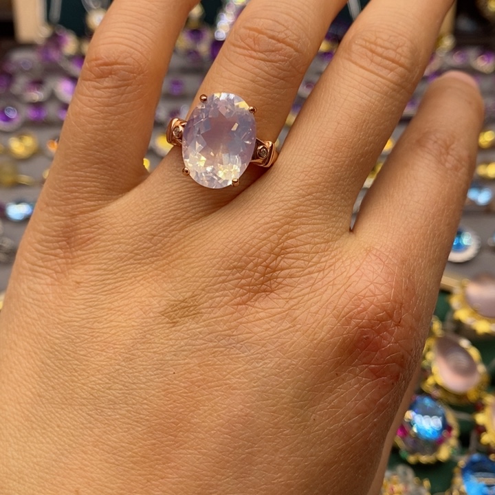 水晶戒指银S925镶嵌天然水晶戒指