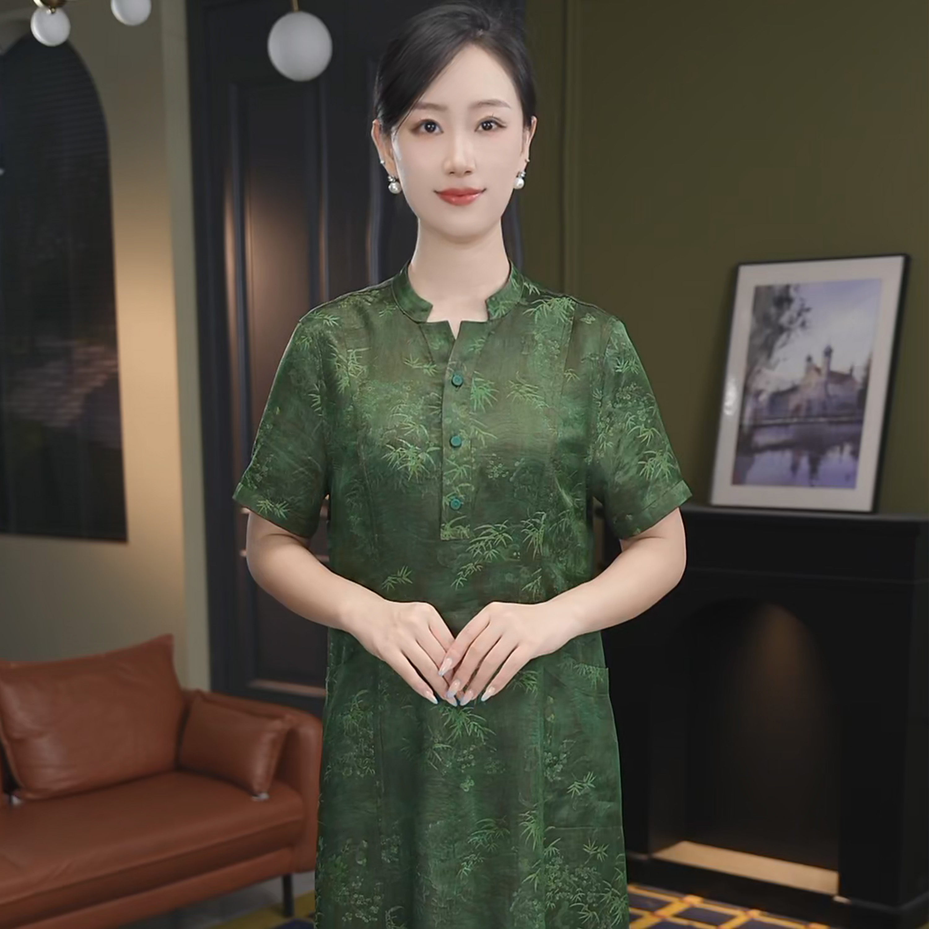 【栖夫人】双面穿重缎桑蚕丝夏季新款优雅百搭紫香云纱连衣裙5201