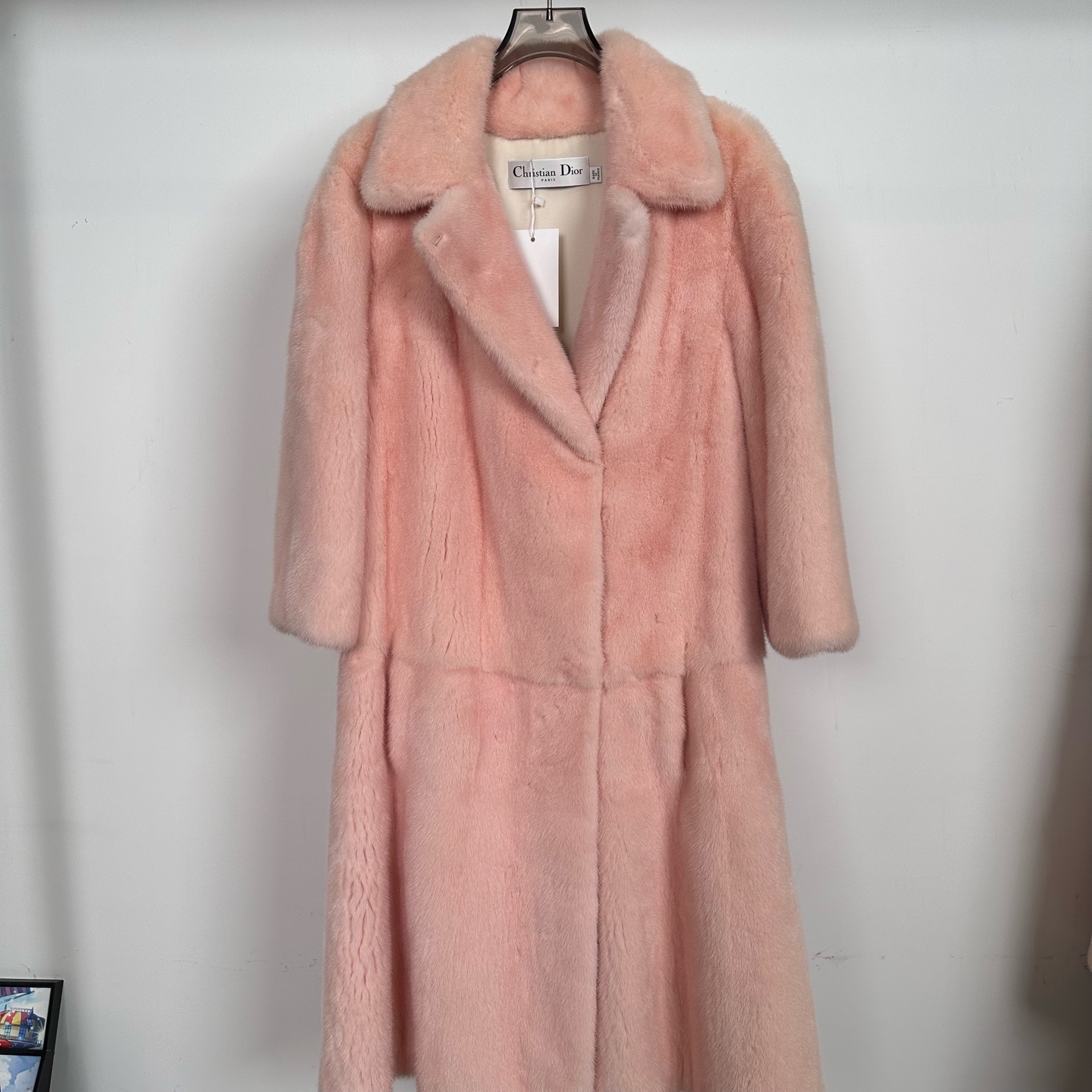 99新 DIOR/迪奥 粉色长款水貂外套 38码 GM005076