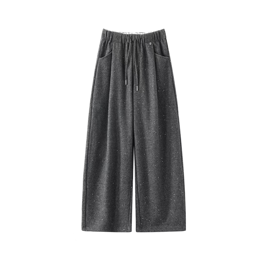 BuLing闪闪裤重工轻奢阔腿裤女秋冬新款加绒保暖微弹休闲裤102301