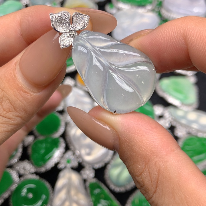 翡翠18K金镶嵌吊坠(不含链)