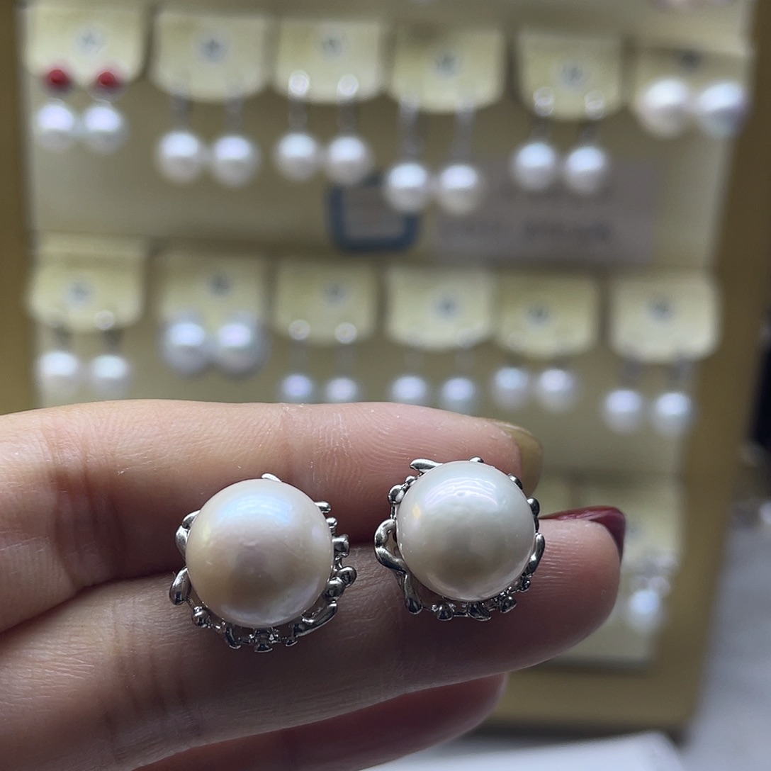 耳饰淡水珍珠银S925镶嵌