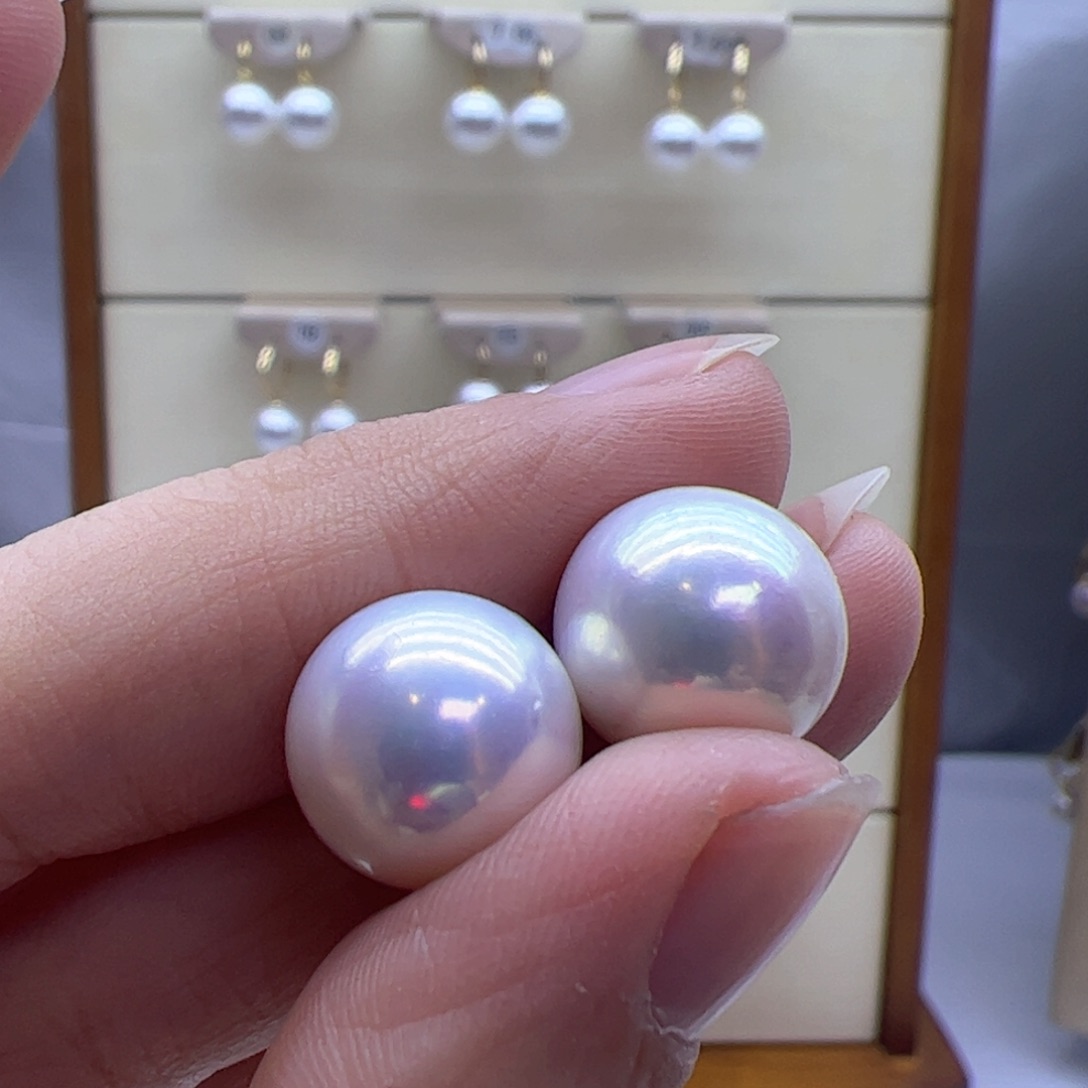 淡水珍珠耳饰18K金镶嵌