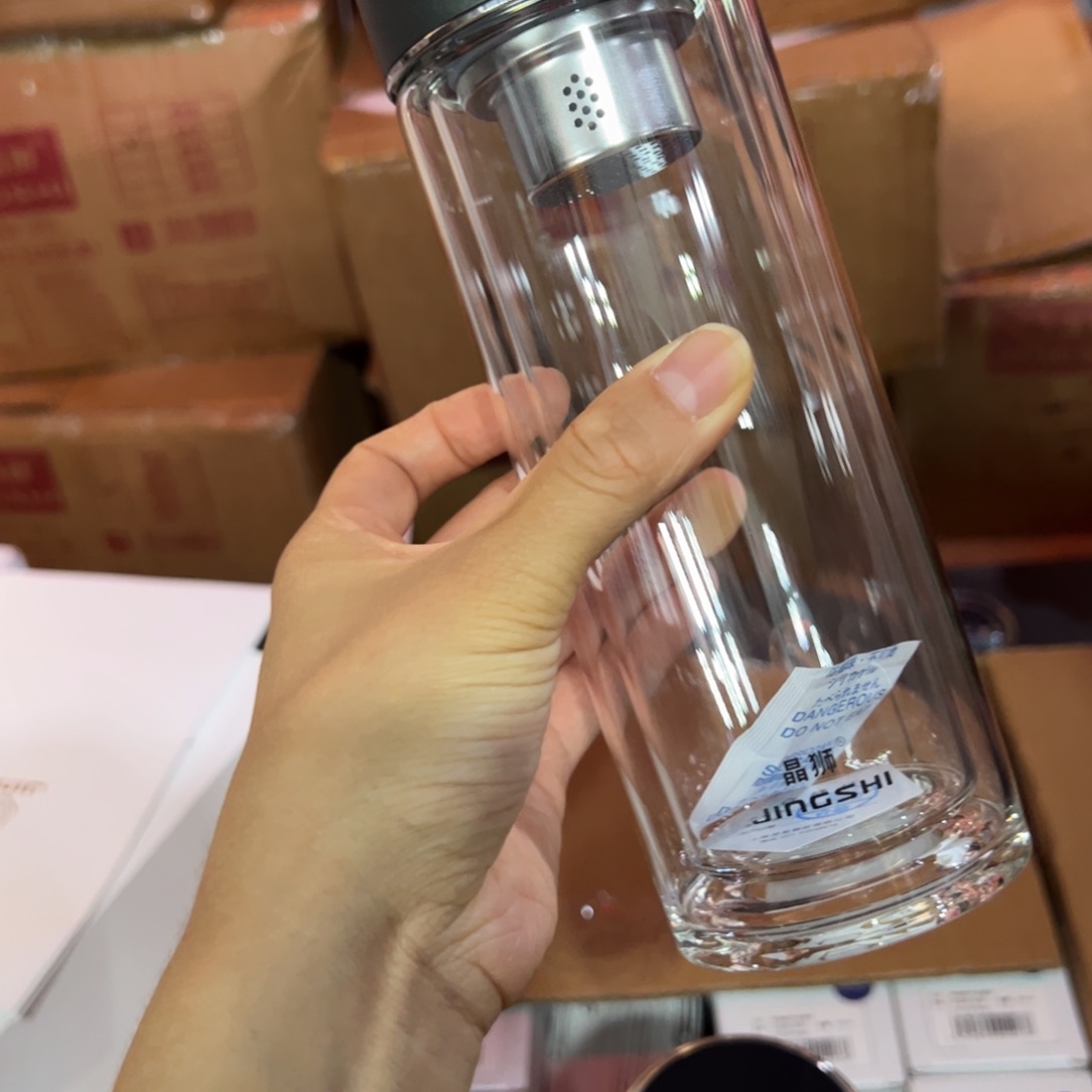 晶双层玻璃杯370玻璃杯哑光橄榄绿色玻璃杯