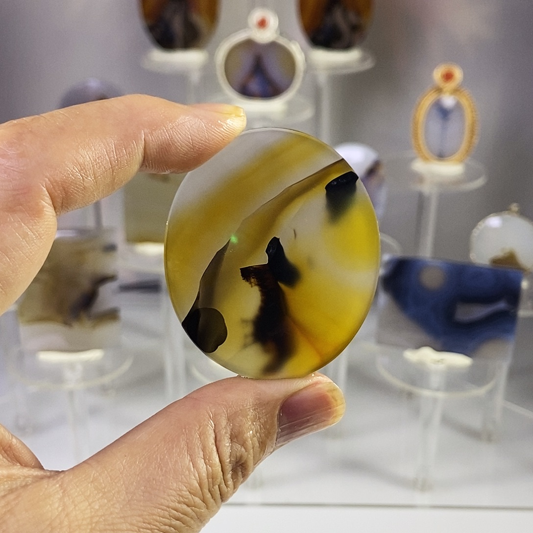 合成碳硅石非金属时尚图纹画面石饰品