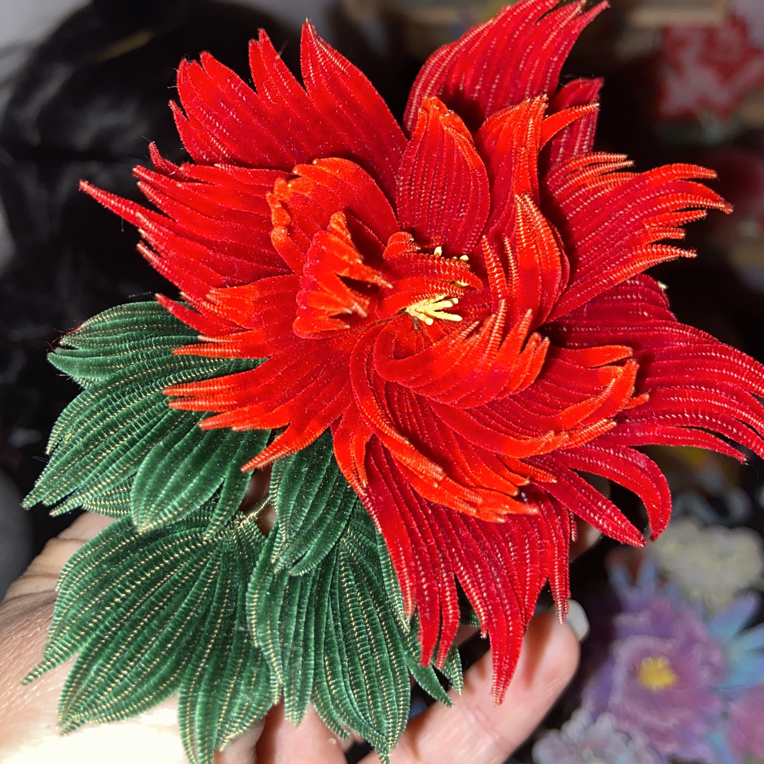 非遗绒花牡丹发簪