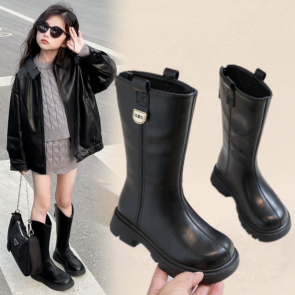 女童儿童长靴长筒靴2025秋新款靴子女孩新款高筒靴秋冬季加绒皮靴