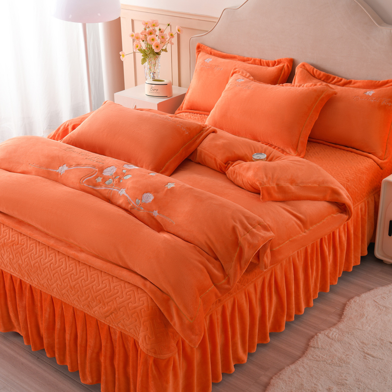 保暖牛奶绒超厚四件套超软加厚