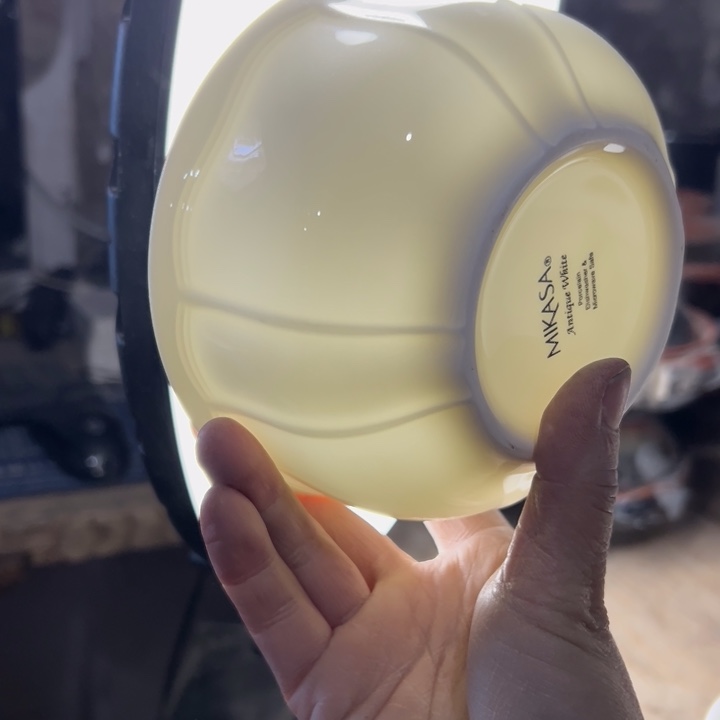库存尾货骨瓷出口美国荷口碗一对口径14