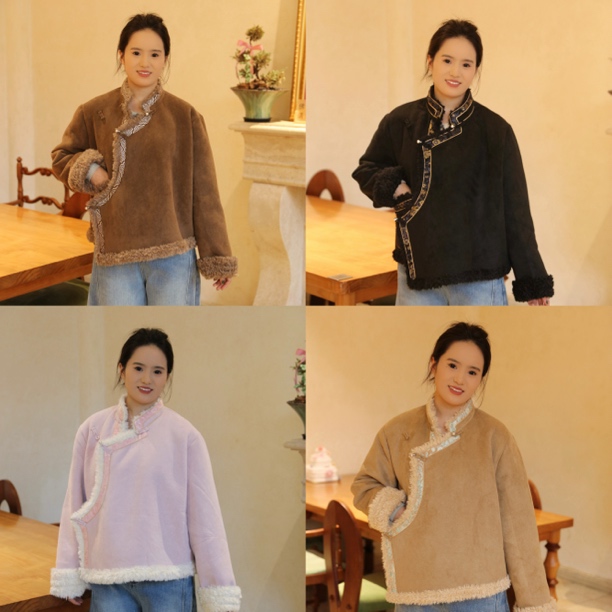 冬季新款加绒藏式短款外套民族风保暖百搭大气款