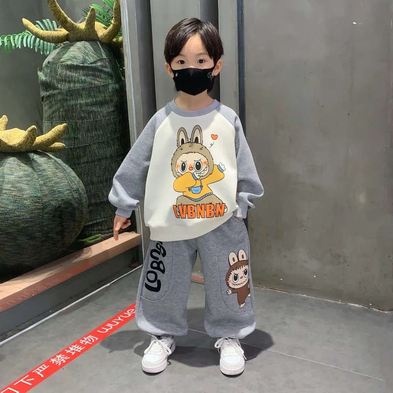 男童卫衣套装2025新款儿童春秋宽松运动服中小男孩休闲两件套帅气