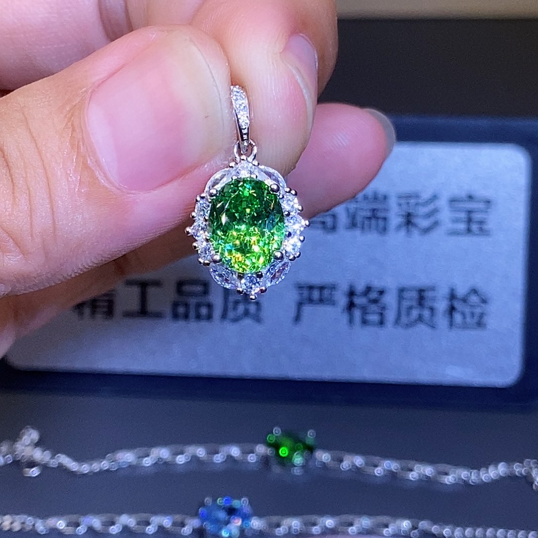银S925镶嵌颈饰碧玺