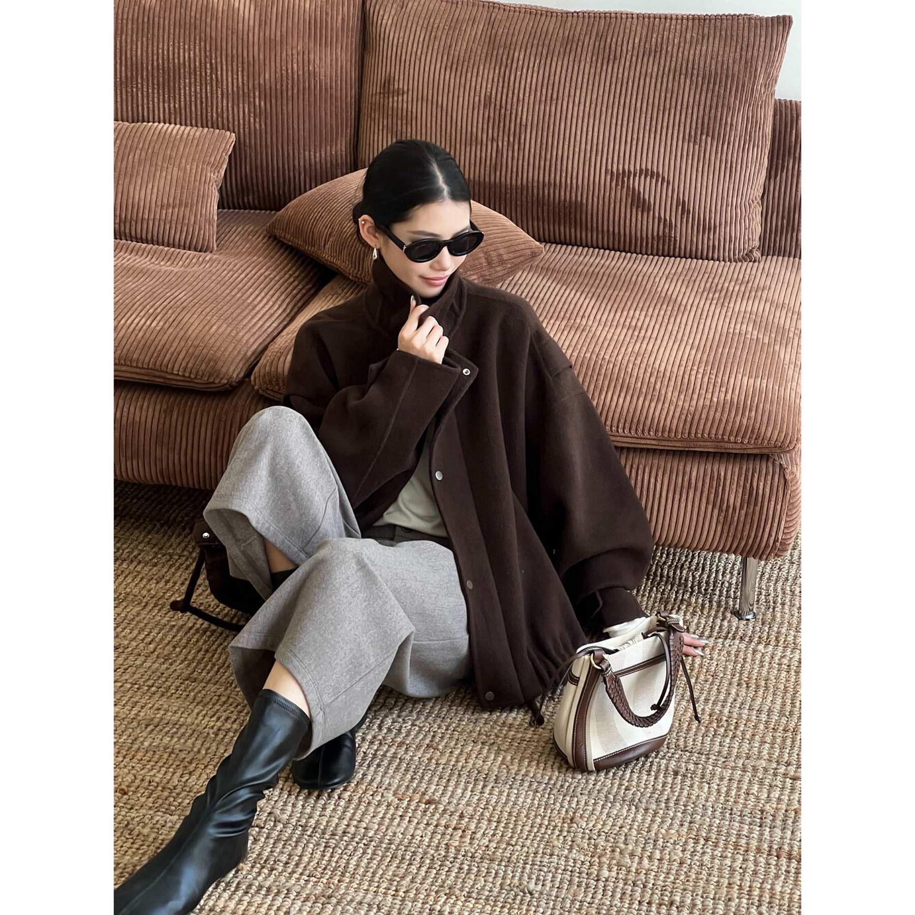 【NO退NO换】-极简风！有质感双面羊绒双面短款大衣（UMA005#）UMA