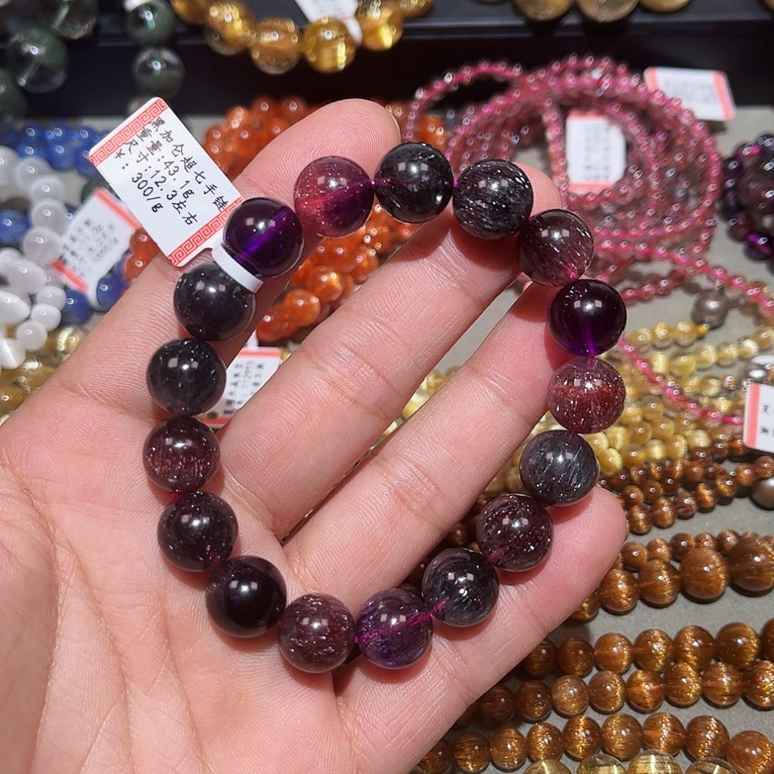 水晶手链未镶嵌戴*黑加仑超七手链