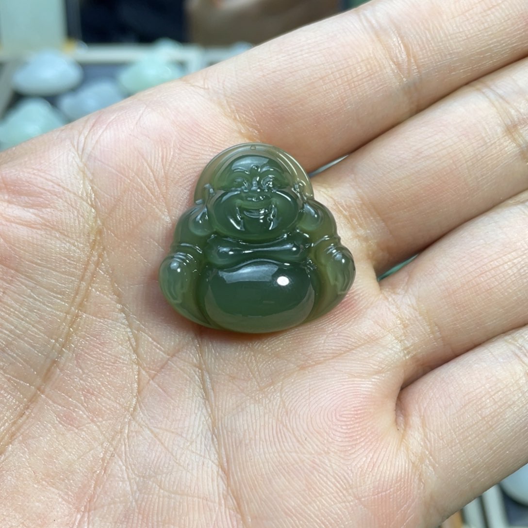 和田玉颈饰未镶嵌阿*大肚佛吊坠