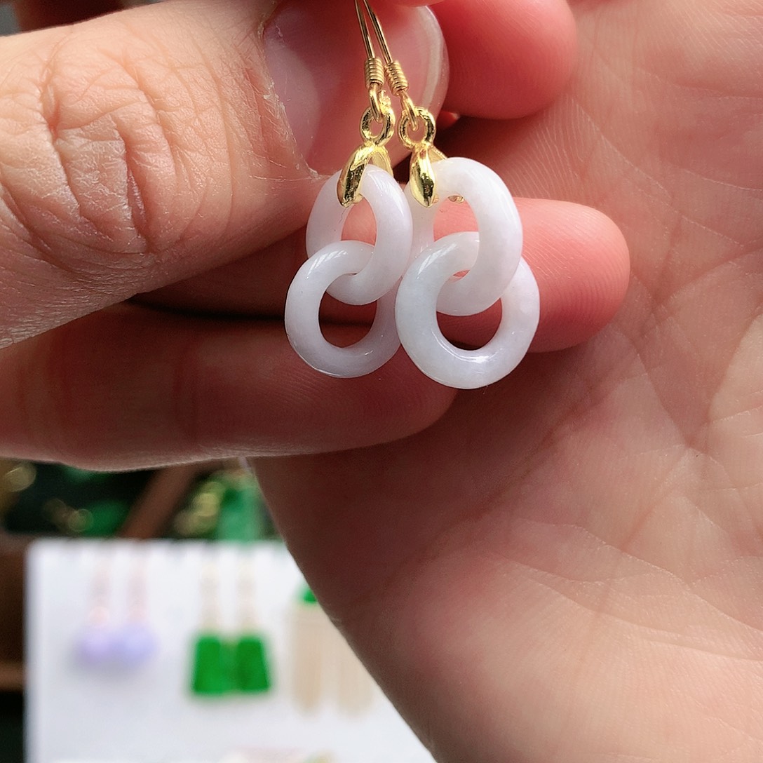 翡翠耳饰银S925镶嵌耳饰