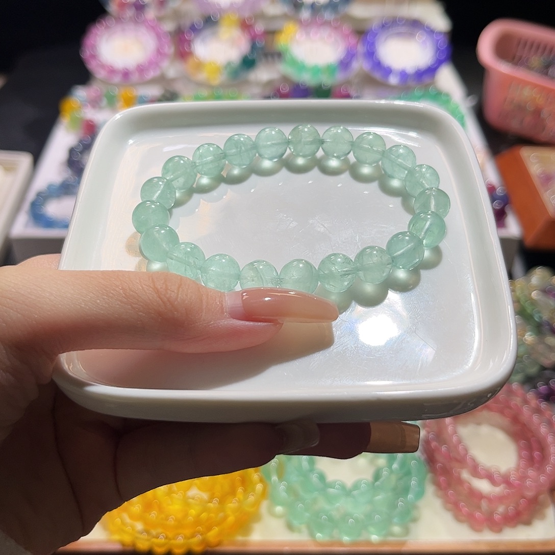 萤石手链未镶嵌曼波绿