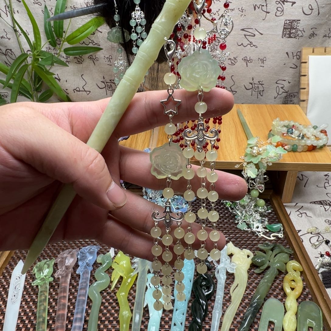 蛇纹石玉合金发饰