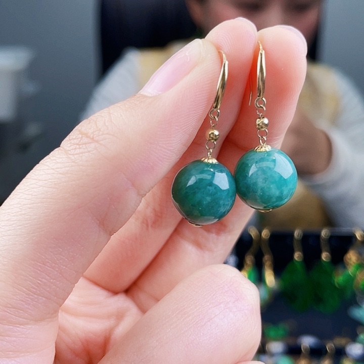 翡翠耳饰18K金镶嵌饰品