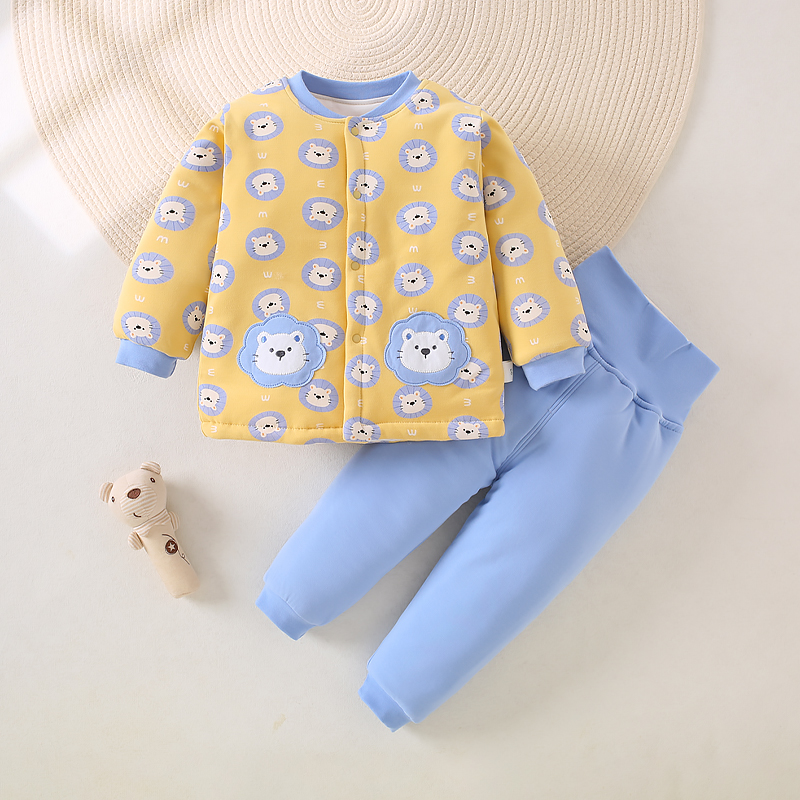 儿童棉花衣套装冬季棉袄棉衣对开夹棉小童宝宝套头可机洗长绒棉