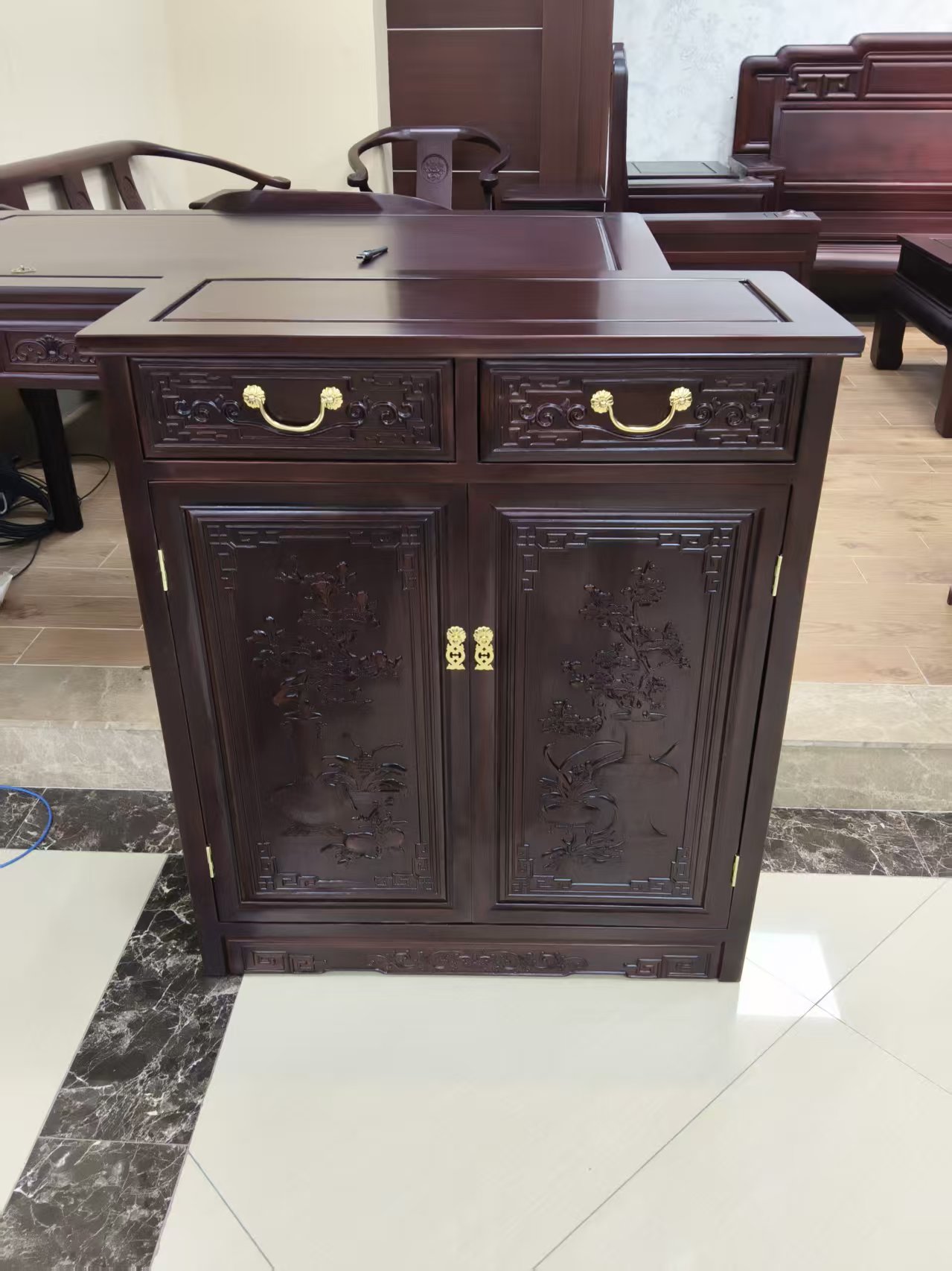 箱框结构中式新古典风餐边柜置物柜子古典古家具（长84宽38高96）