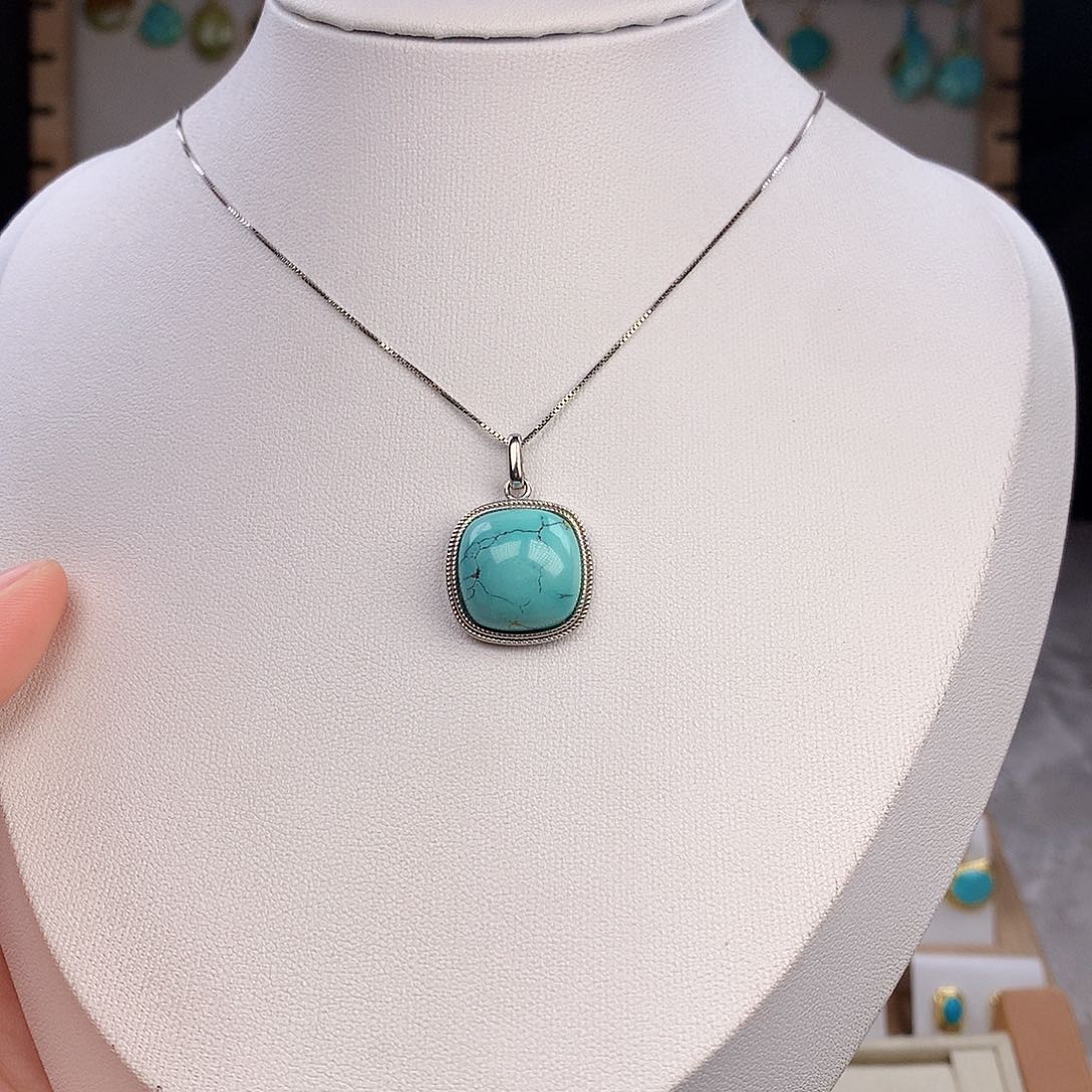 绿松石颈饰银S925镶嵌