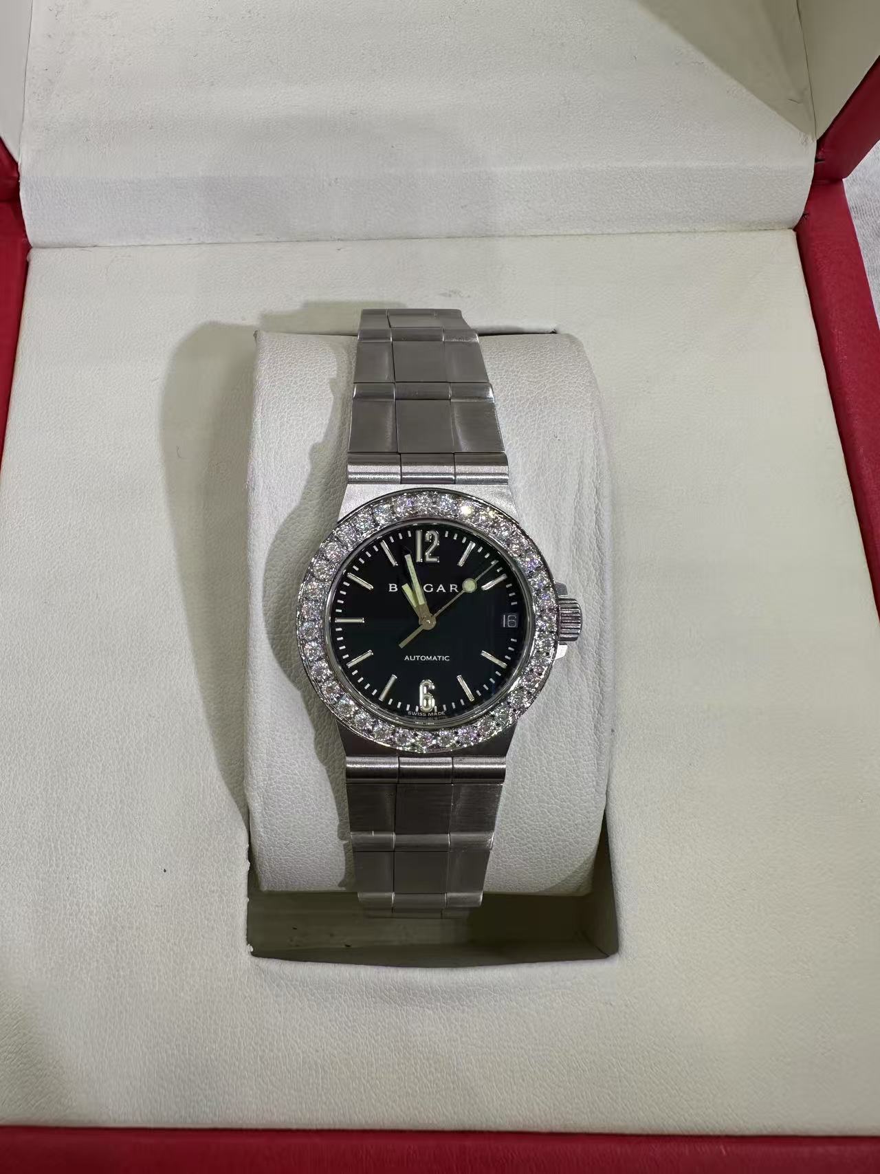 95新 BVLGARI/宝格丽 自动机械腕表后镶钻径29/腕14/256104094