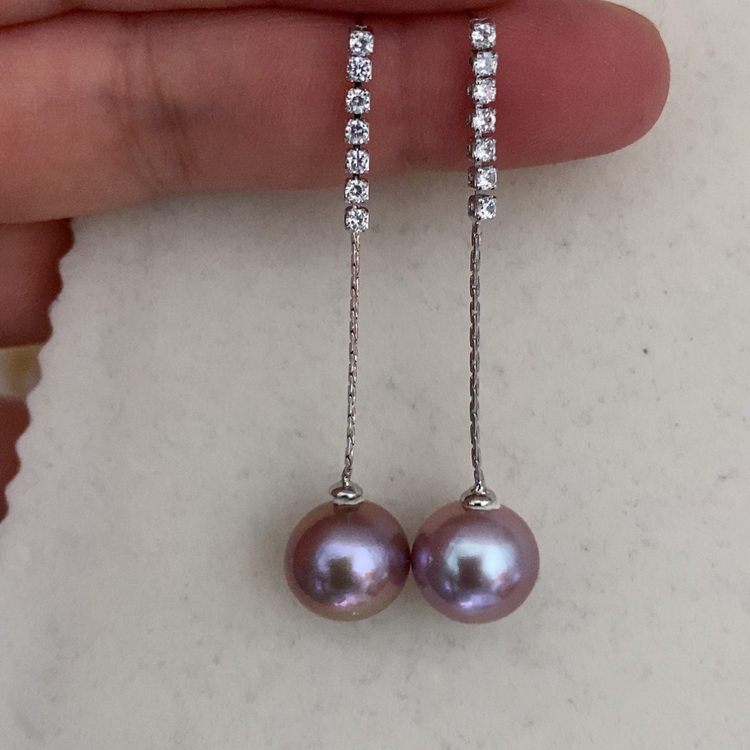 银S925镶嵌耳饰淡水珍珠