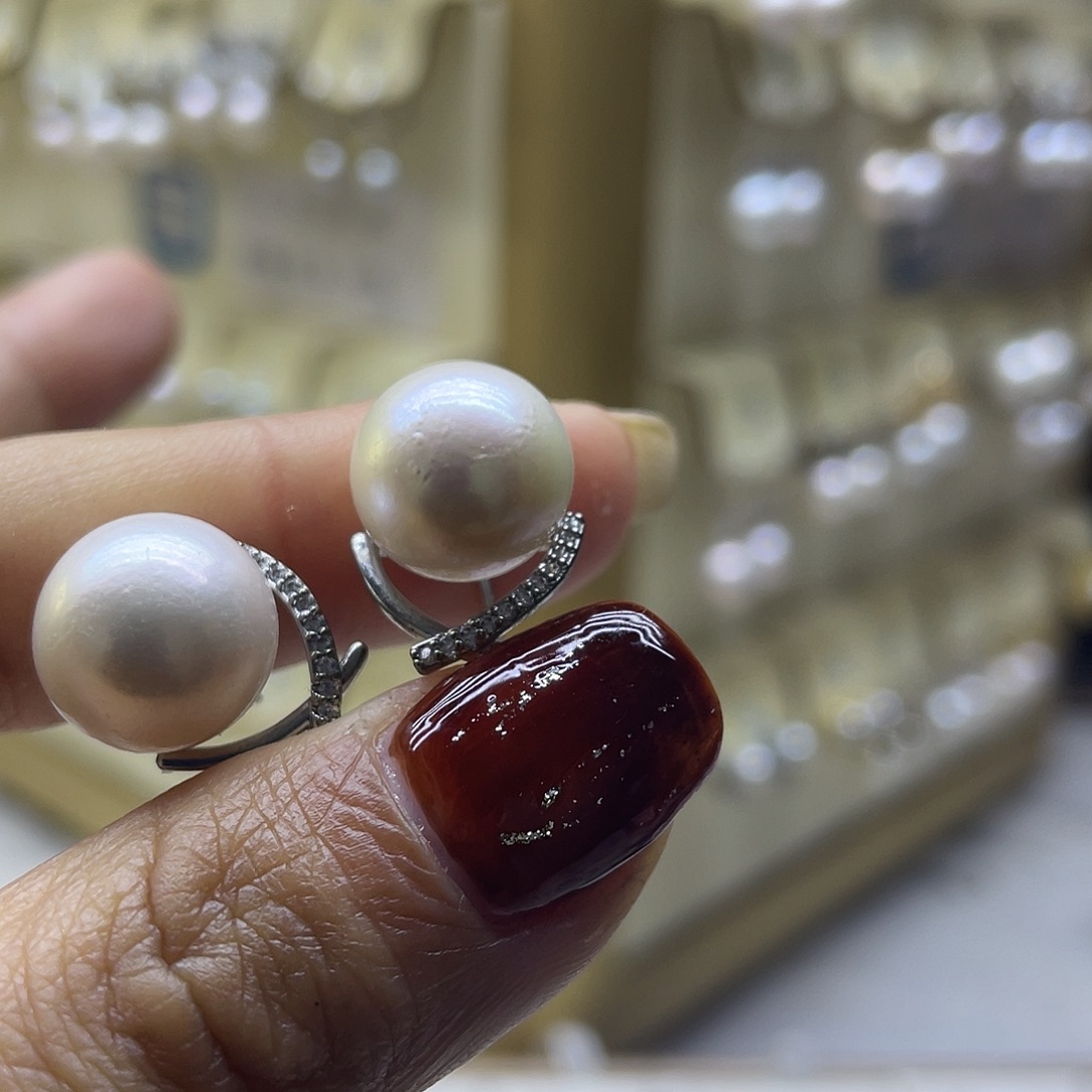 淡水珍珠耳饰银S925镶嵌