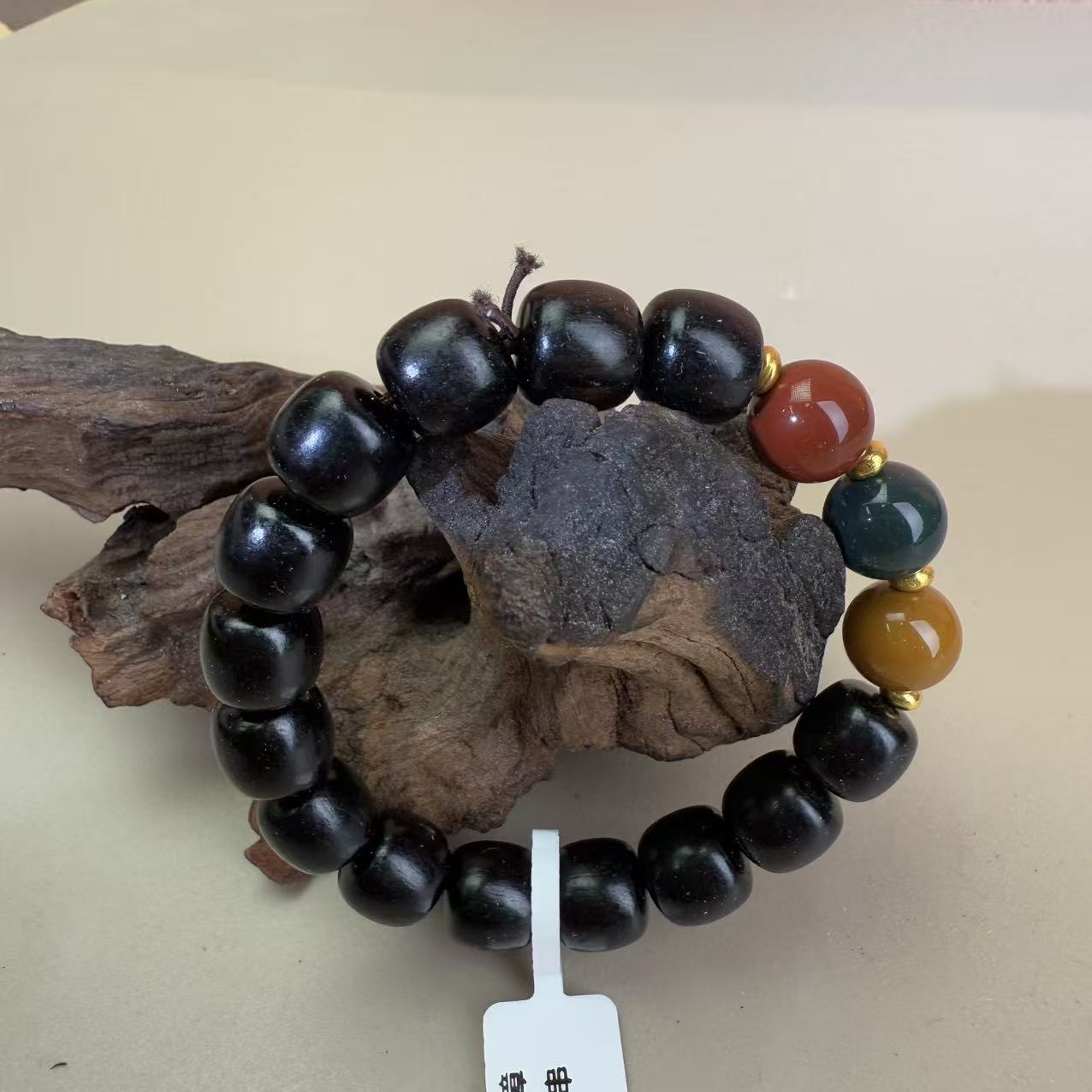 ht 黑檀带红绿灯手串 黑 精品手串搭配