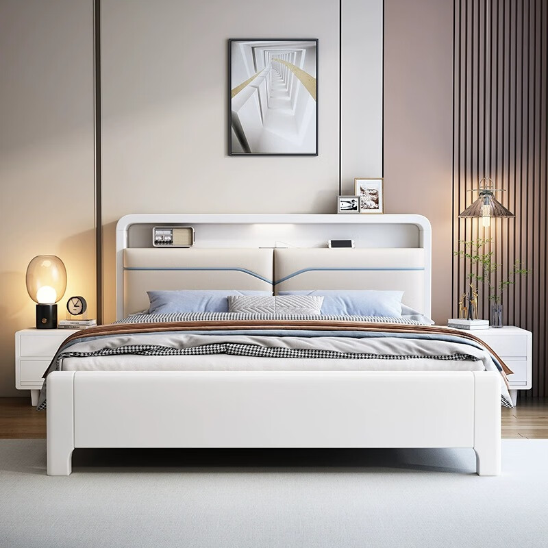 7北欧实木床1.8米双人床榫卯床板1.5米家用主卧大床1.2米单人床